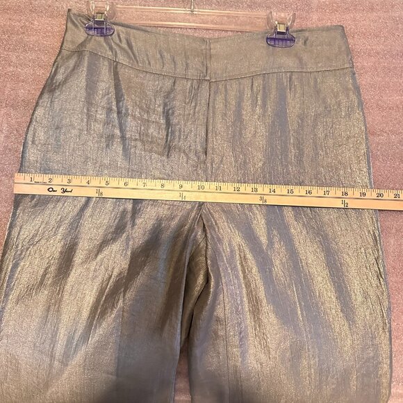 Light Gray Sheen Belted Jacket & Wide-Leg Pants Set - Picture 12 of 15